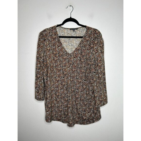 Adrianna Papell Tops - Adrianna Papell Blouse Womens Plus Black Yellow Fall Floral Long Sleeve Size 1X